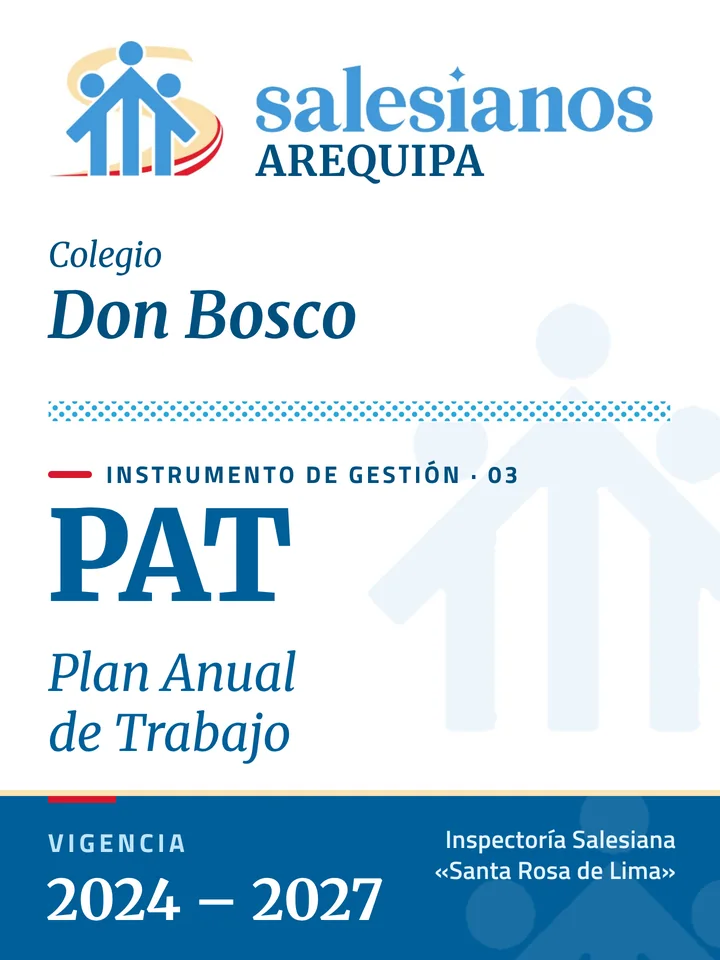 Portada del Plan Anual de Trabajo (PAT) — Don Bosco – Arequipa, vigencia 2026