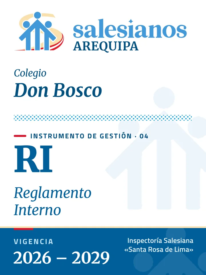 Portada del Reglamento Interno (RI) — Don Bosco – Arequipa, vigencia 2026